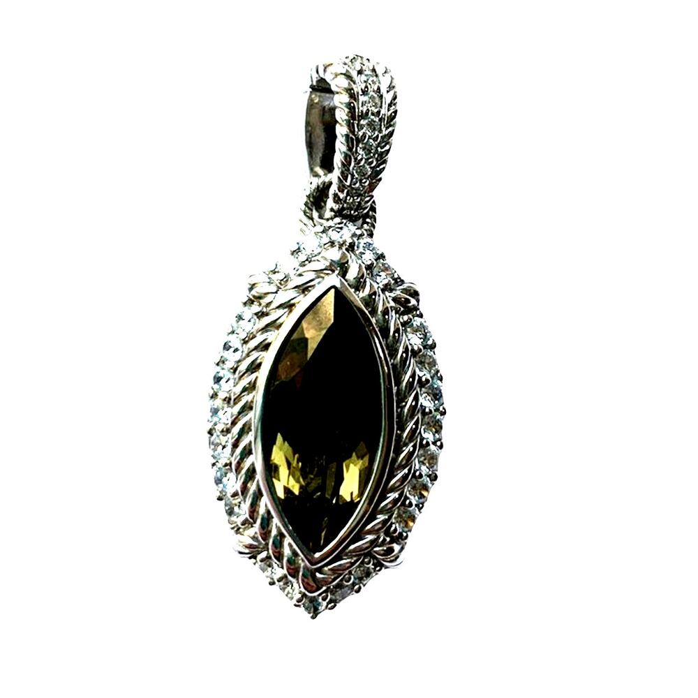 Judith Ripka - Olive Topaz Enhancer Sterling Silver Pendant, CZ